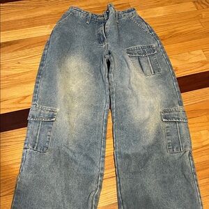 PrettyLittleThing Light Blue Wide Leg Jeans